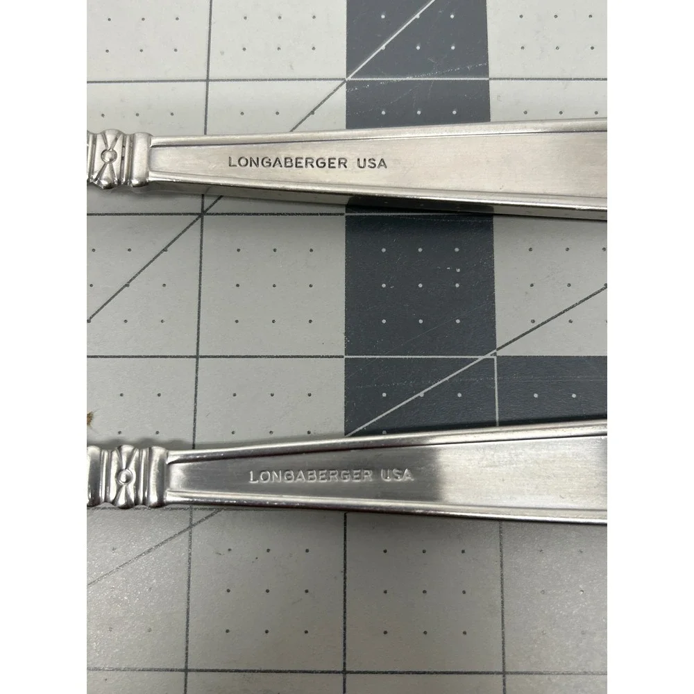Longaberger Woven Traditions Serving Spoons‎ Stainless Flatware USA Round 2pc